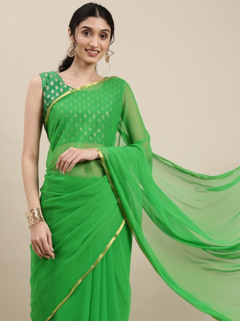 

KALINI Women Green Solid Gotta Patti Saree