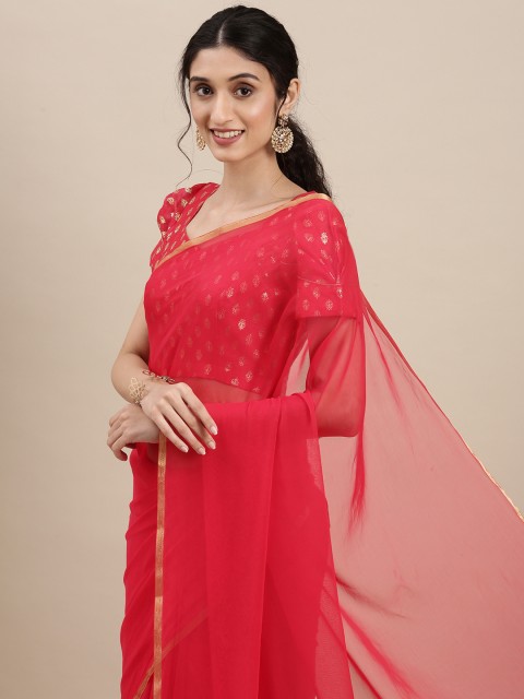 

KALINI Women Red Solid Gotta Patti Saree