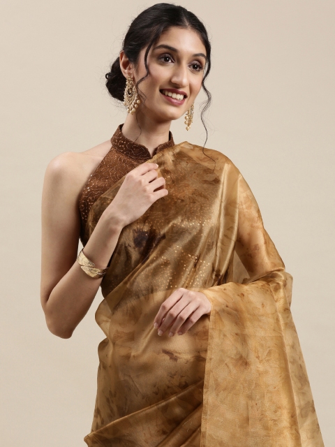 

Saree mall Brown Printed Organza Sarees