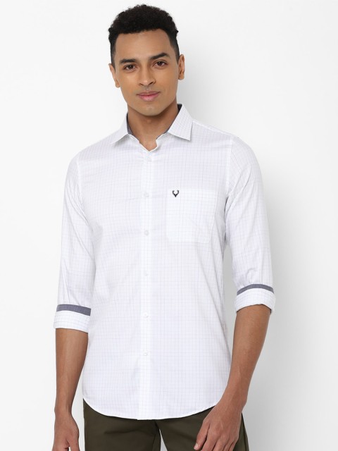 

Allen Solly Men White Slim Fit Grid Tattersall Checked Casual Shirt