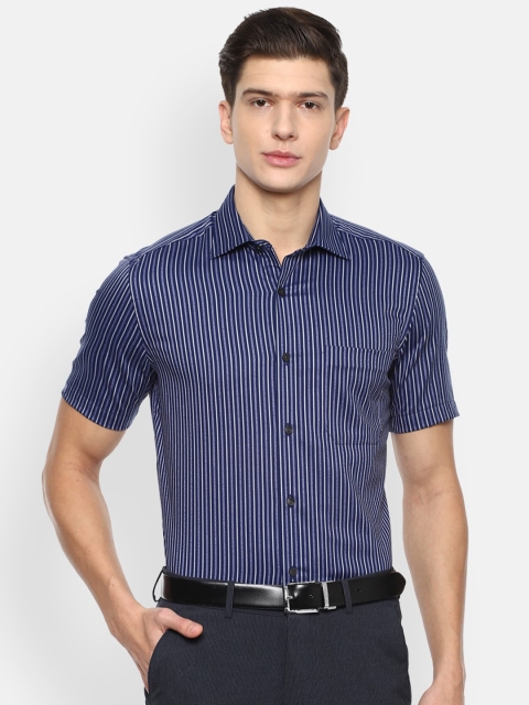 

Louis Philippe Men Navy Blue Striped Regular Fit Formal Shirt