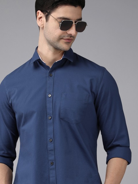 

Van Heusen Sport Men Navy Blue Solid Slim Fit Pure Cotton Casual Shirt