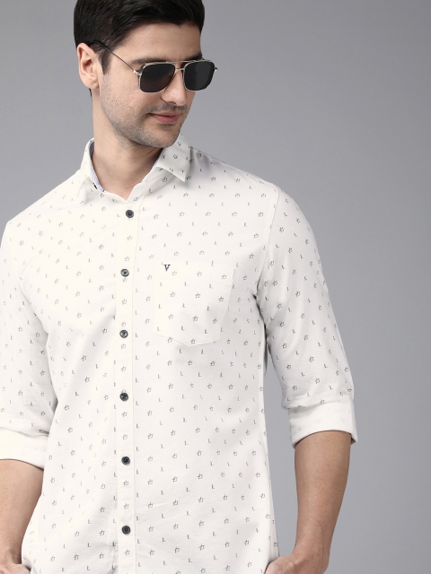 

Van Heusen Sport Men White & Navy Blue Slim Fit Printed Casual Shirt