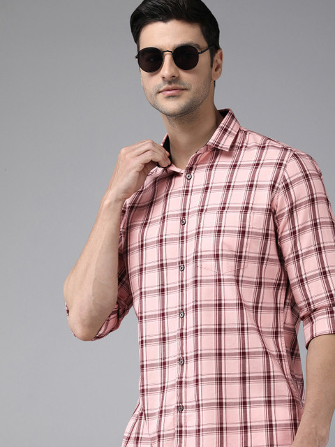 

Van Heusen Sport Men Pink & Burgundy Slim Fit Tartan Checks Casual Shirt