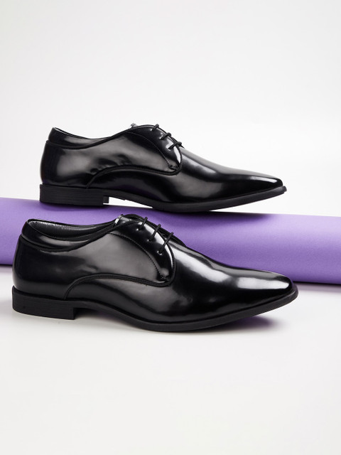 

CODE by Lifestyle Men Black Solid PU Formal Derbys