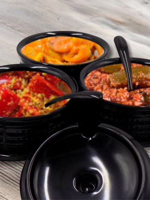 

MARKET99 Black Solid Condiment Set