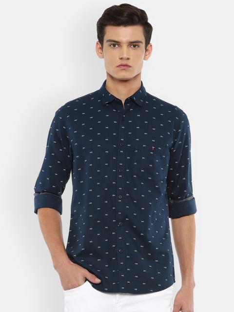 

Louis Philippe Jeans Men Navy Blue Slim Fit Printed Casual Shirt