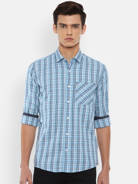 

Louis Philippe Jeans Men Blue Slim Fit Checked Casual Shirt
