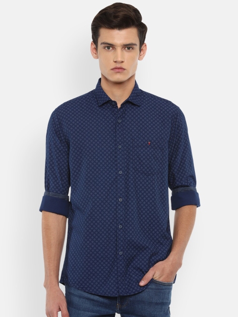 

Louis Philippe Jeans Men Navy Blue Slim Fit Printed Pure Cotton Casual Shirt