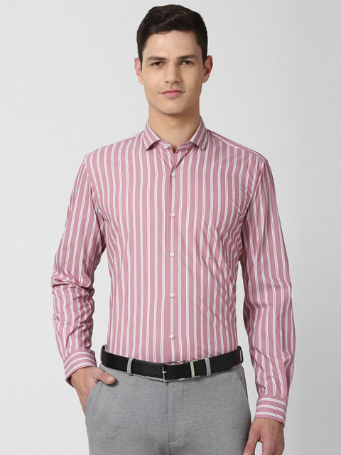 

Peter England Men Pink Striped Formal Shirt