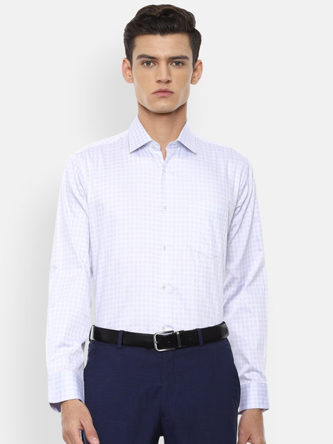 

Van Heusen Men Purple Grid Tattersall Checks Regular Fit Formal Shirt