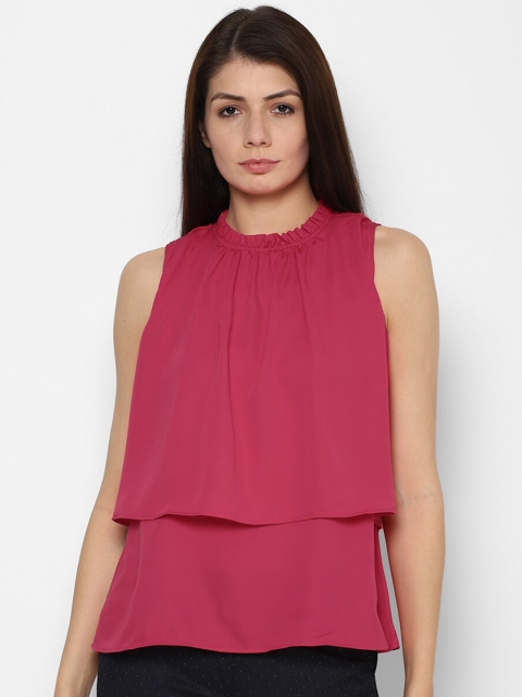 

Allen Solly Woman Pink Solid Tiered Top