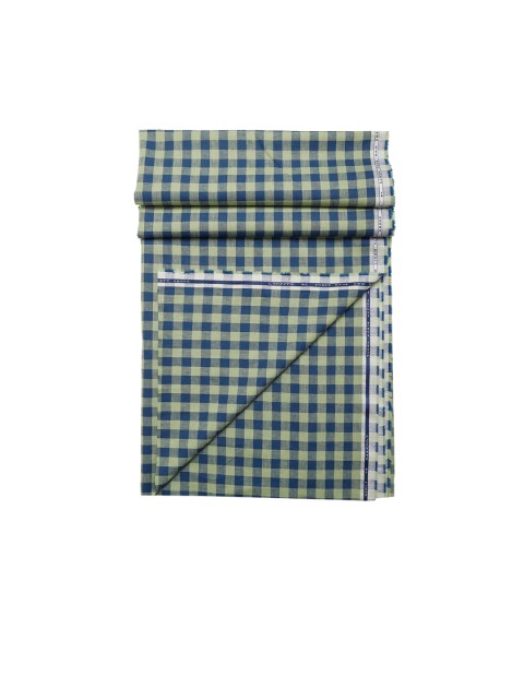 

CAVALLO by Linen Club Men Green & Blue Checked Shirt Fabric