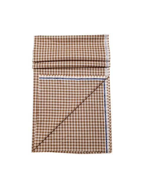 

CAVALLO by Linen Club Men Brown Checked Shirt Clothing Fabric