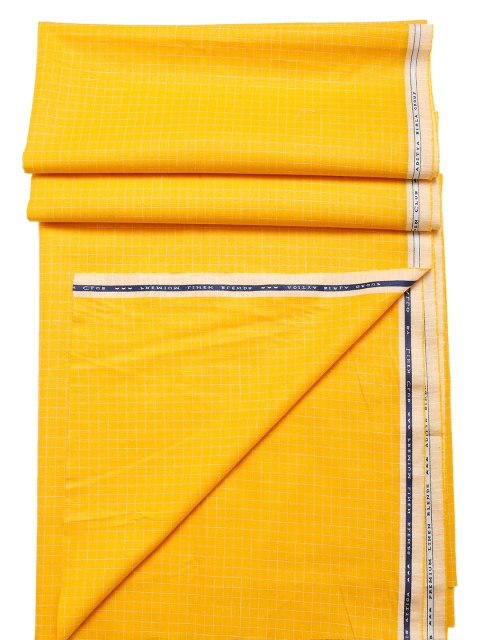 

CAVALLO by Linen Club Men Yellow Checked Shirt Clothing Fabric