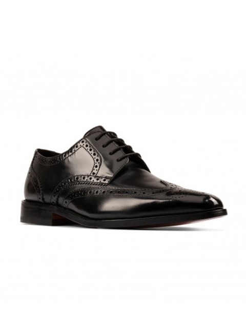 

Clarks Men Black Solid Leather Formal Brogues