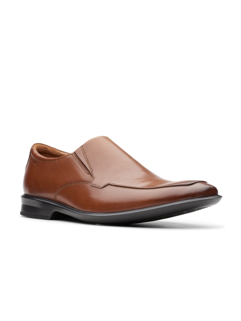 

Clarks Men Tan-Brown Solid Leather Formal Slip-Ons