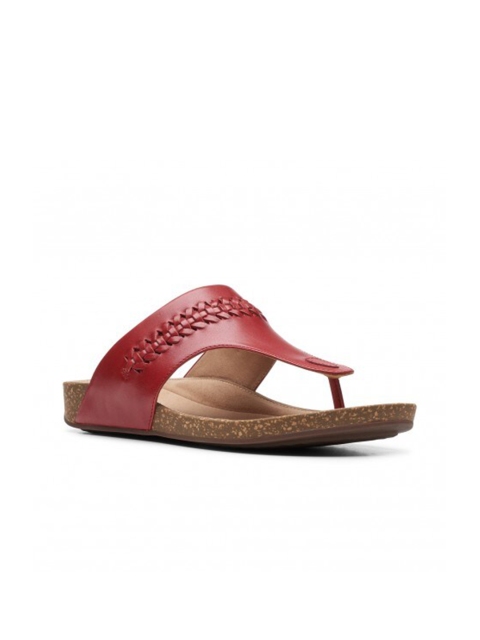 

Clarks Women Red & Brown Textured Thong Flip-Flops