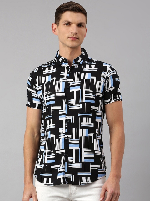 

Dennis Lingo Men Black Comfort Slim Fit Printed Casual Shirt