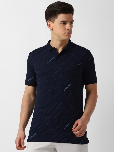 

Louis Philippe Sport Men Navy Blue Mandarin Collar Pockets Slim Fit T-shirt