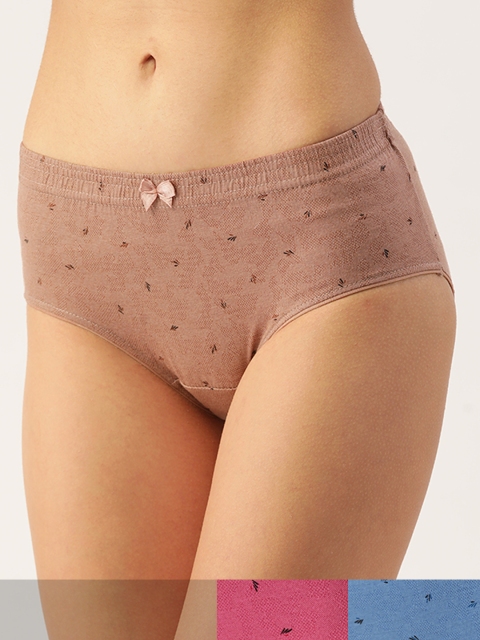 

Lady Lyka Women Pack of 3 Geometric Print Cotton Hipster Briefs, Pink