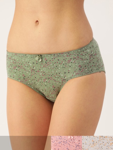 

Lady Lyka Women Pack of 3 Geometric Print Cotton Hipster Briefs, Grey