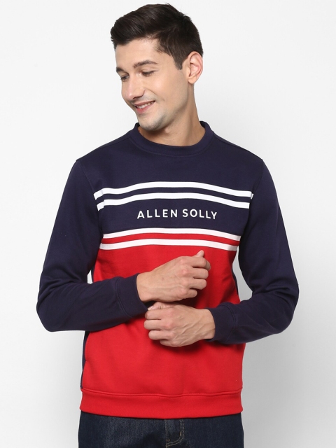 

Allen Solly Men Navy Blue & Red Colourblocked Sweatshirt