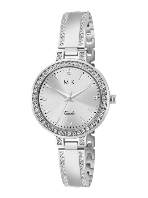 

MORRIS KLEIN Women Silver-Toned Embellished Dial Strap Watch MK-17-SILVER