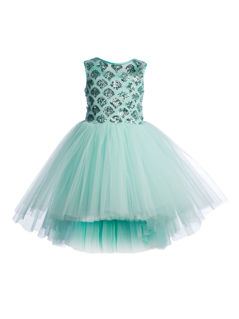 

Toy Balloon kids Sea Green Embellished Net Dress