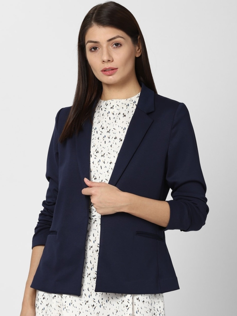 

Van Heusen Woman Navy Blue Solid Single-Breasted Front-Open Casual Blazer