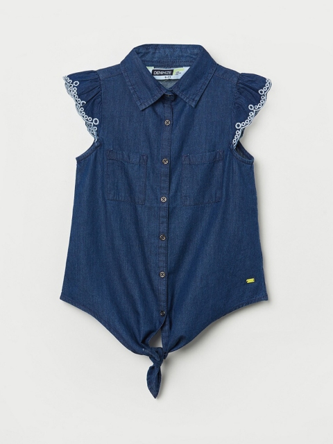 

Fame Forever by Lifestyle Girls Blue Pure Cotton Denim Shirt Style Top