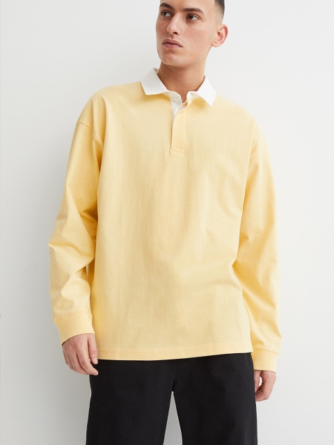 

H&M Men Yellow Oversized Fit Rugby Shirt