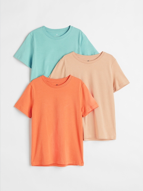 

H&M Boys Beige & Orange Solid Cotton 3-Pack T-shirts