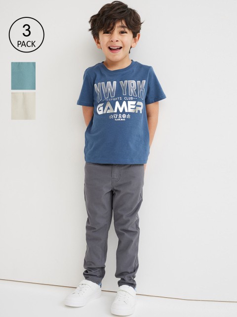 

H&M Boys Beige & Grey 3-Pack Slim Fit Twill Trousers