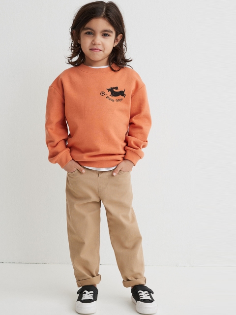 

H&M Boys Beige Solid Loose Fit Twill Pure Cotton Trousers