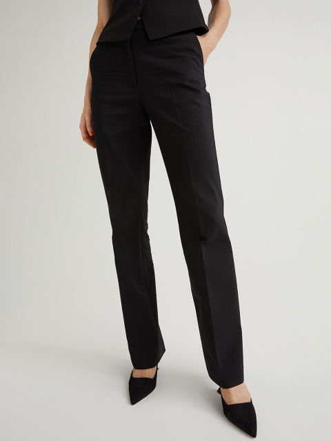 

H&M Women Black Crease-Leg Trousers