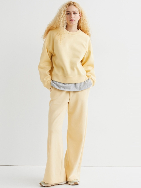 

H&M Women Yellow Solid Wide Joggers