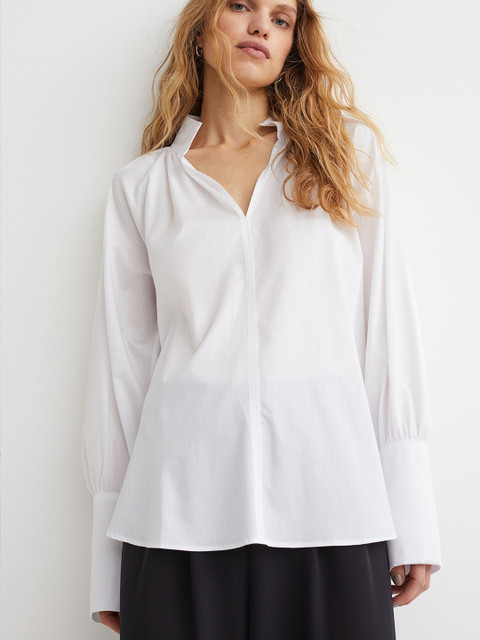 

H&M Women White Cotton Poplin Blouse