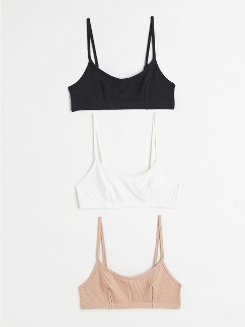 

H&M Women 3-Pack Soft Cotton Bras - 0935235004, Beige