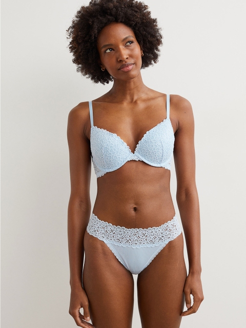 

H&M Women Blue Lace Push-Up Bra - 1046392004
