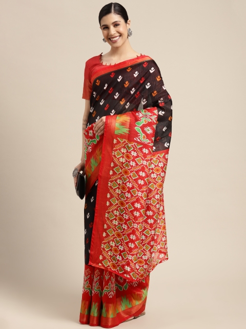 

SIRIL Black & Red Ethnic Motifs Saree