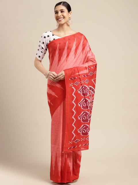 

SIRIL Pink & Red Pure Cotton Saree