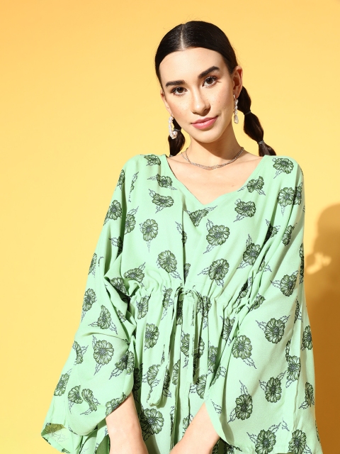 

Vemante Green Floral Kaftan Maxi Lounge Dress