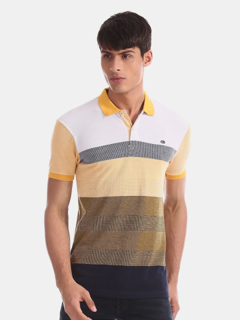 

Ruggers Men Yellow & Blue Colourblocked Polo Collar T-shirt