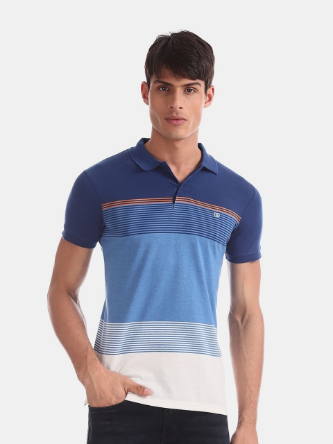 

Ruggers Men Blue Striped Printed Regular Fit T-shirt