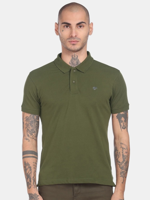 

Ruggers Men Green Solid Polo Collar Regular Fit T-shirt