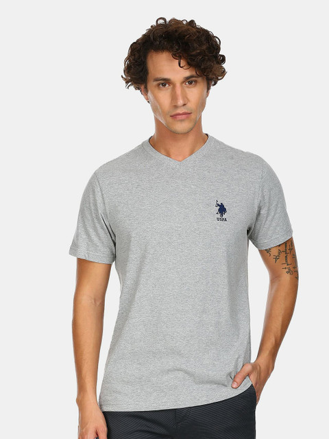 

U.S. Polo Assn. Men Grey V-Neck T-shirt