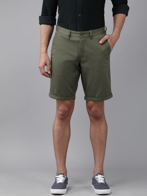 

Van Heusen Sport Men Olive Green Solid Casual Chino Shorts