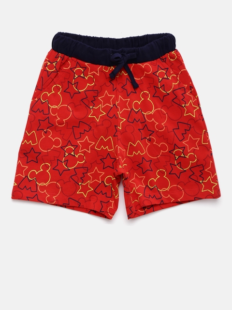 

YK Disney Boys Red Printed Regular Fit Shorts
