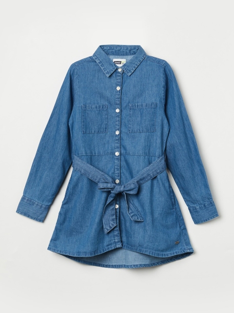 

Fame Forever by Lifestyle Girls Blue Solid Denim Shirt Style Pure Cotton Top
